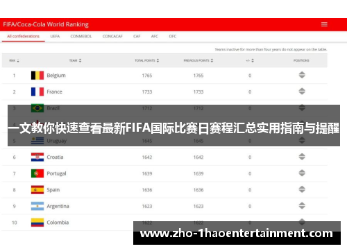 一文教你快速查看最新FIFA国际比赛日赛程汇总实用指南与提醒 一文教你快速查看最新FIFA国际比赛日赛程汇总实用指南与提醒